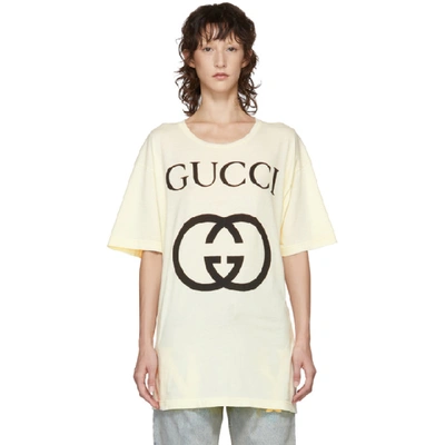 Gucci White Gg Logo T-shirt In 7561 Natura