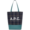 APC A.P.C. BLUE CHECK AXELLE TOTE