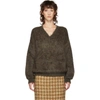 MIU MIU MIU MIU BROWN MOHAIR V-NECK SWEATER