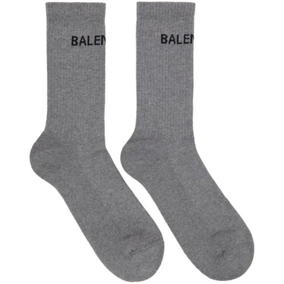 Balenciaga Grey Logo Tennis Socks In 1260 Grey