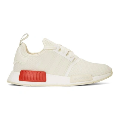 Adidas Originals Sneaker Adidas Nmd R1 Bianca In Filato In Neutral/white/lush Red