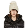 MONCLER BEIGE FUR POM POM BEANIE