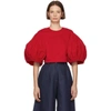 EDIT EDIT RED BALLOON SLEEVE CROPPED BLOUSE