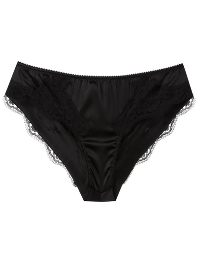 Dolce & Gabbana Satin Lace-trim Briefs In Black