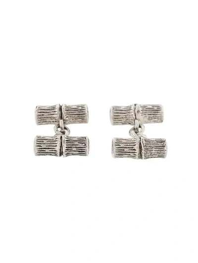 Pre-owned Kenzo 1990s Bamboo Cufflinks In Metallic