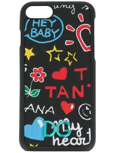 Dolce & Gabbana Graffiti Iphone 7 Case In Black