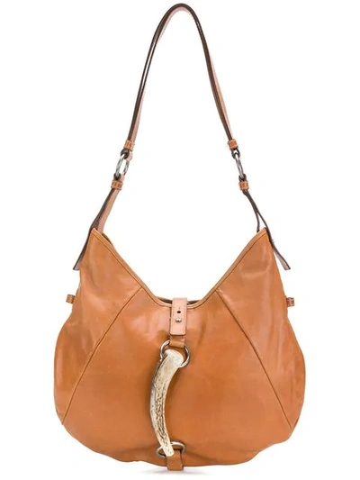Pre-owned Saint Laurent Bone Detail Shoulder Bag In Brown