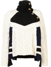 SACAI SACAI DECONSTRUCTED CABLE KNIT SWEATER - WHITE
