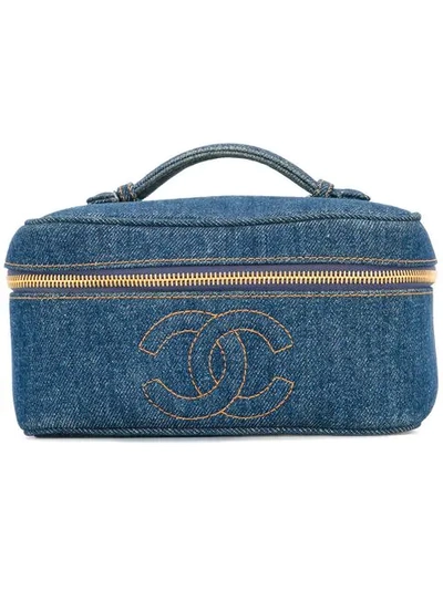 Pre-owned Chanel Vintage 古着翻盖牛仔化妆包 - 蓝色 In Blue