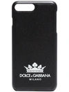 Dolce & Gabbana Black Leather Crown Logo Iphone 7 Plus Case In Black