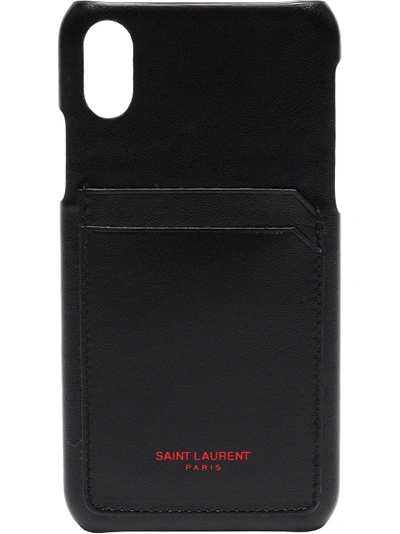 Saint Laurent 10牛皮卡夹手机壳 In Black