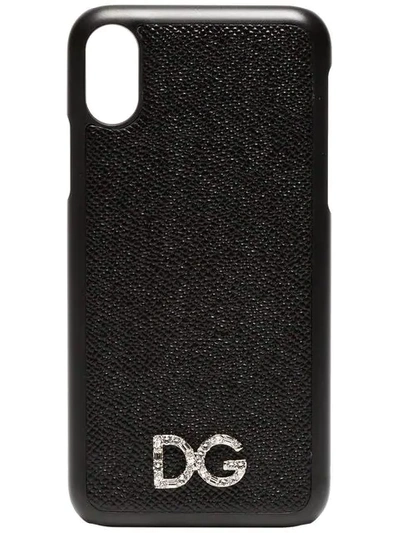 Dolce & Gabbana Black Textured Leather Iphone X Case