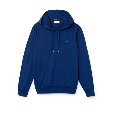 Lacoste Men's Hooded Cotton Jersey Sweatshirt In Steamship Blue