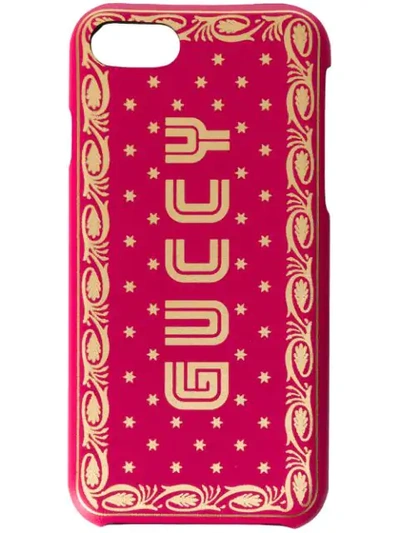 Gucci Guccy Iphone 8牛皮手机壳 - 粉色 In Pink