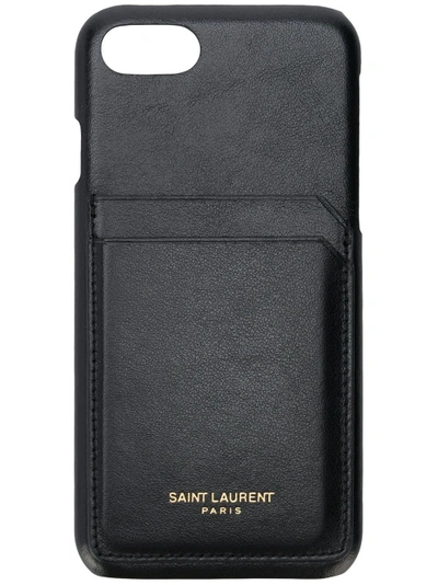 Saint Laurent Logo印花小牛皮iphone 8手机壳 - 黑色 In Black