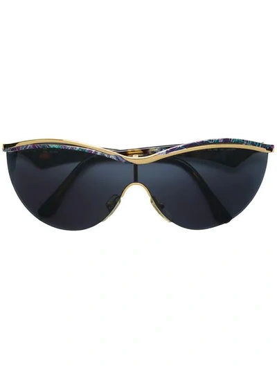 Pre-owned Fendi 1980s Patterned Frame Sunglasses In Metallic