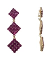 ALESSANDRA RICH Long Crystal Diamond Purple Earrings,FABA 1638 BURGUNDY