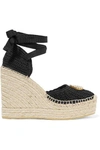 GUCCI Lilibeth logo-embellished crocheted cotton wedge espadrilles