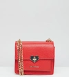 VALENTINO BY MARIO VALENTINO RED HEART LOCK DETAIL MINI CROSS BODY BAG - RED,VBS1O301