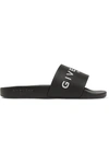 Givenchy 4g Leather-trimmed Embroidered Raffia Slides In Black