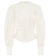 ISABEL MARANT LYNETH LACE-TRIMMED COTTON BLOUSE,P00337194