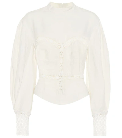 Isabel Marant Lyneth Lace-trimmed Cotton Blouse In White