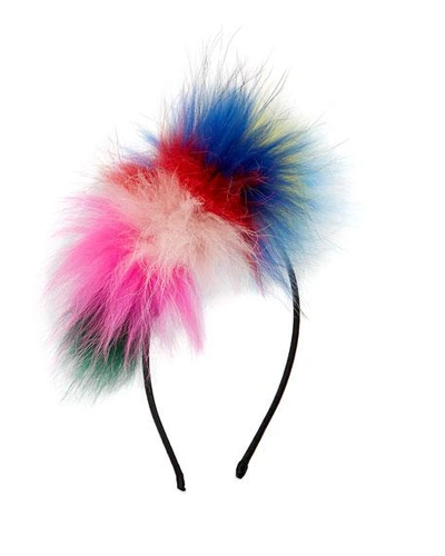 Bari Lynn Girls' Royal Multicolored Fur Headband