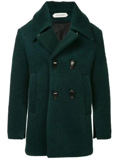 Namacheko Double Breasted Peacoat In Green