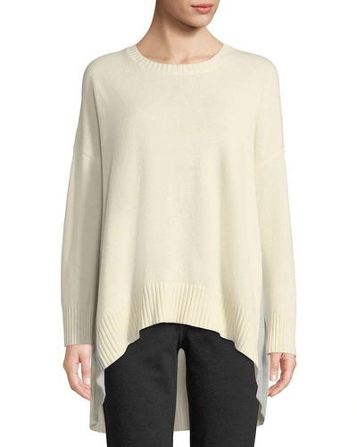 Eileen Fisher Lofty Cashmere Oversized Sweater In Soft White/dark Pearl