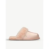 UGG SCUFFETTE SHEARLING-LINED SATIN SLIPPERS