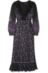 ANNA SUI FOUNTAINS OF FANCY FIL COUPÉ SILK-BLEND CHIFFON AND SILK-SATIN MAXI DRESS