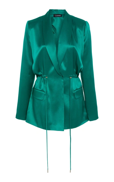 Cushnie Open-back Silk-satin Blazer In Green