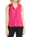 Vince Camuto V-neck Rumple Satin Blouse In Pink Flame