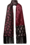 ALEXANDER MCQUEEN FRINGED SILK-JACQUARD AND CASHMERE SCARF