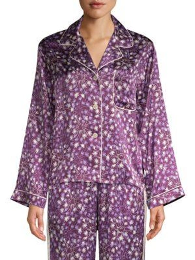 Morgan Lane Dandelion Jayne Silk Pyjama Top In Plum