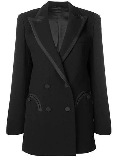 Blazé Milano Resolute Everyday Double-breasted Silk-trimmed Wool-crepe Blazer In Black