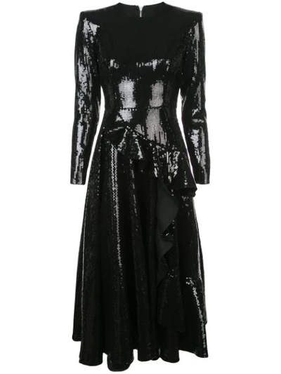 Alex Perry Flared Sequin Dress - 黑色 In Black