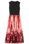 ALEXANDER MCQUEEN STRETCH-JERSEY AND PRINTED STRETCH-KNIT MIDI DRESS
