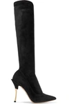 DOLCE & GABBANA CARDINALE STRETCH-SUEDE KNEE BOOTS