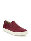 VINCE PERFORATED SUEDE SLIP-ONS,0400098945573