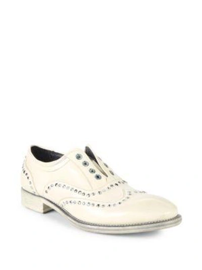 John Varvatos Fleetwood Wingtip Leather Oxfords In Ivory