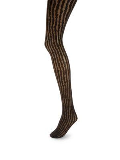 Wolford Abstract Stripe Tights In Anthracite