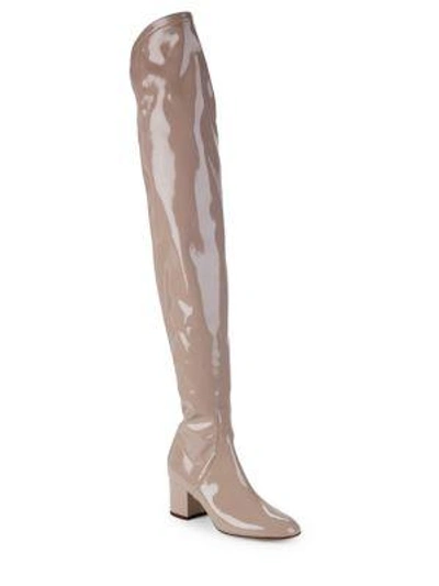 Valentino Garavani Patent Leather Knee-high Boots In Blush