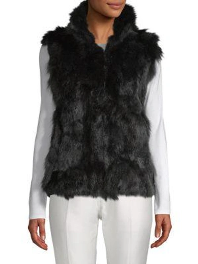Adrienne Landau Dyed Fox And Rabbit Fur Waistcoat In Black