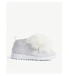 Jimmy Choo Norway Metallic Sneakers With Fur Trim In White/white