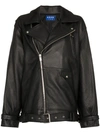 ADER ERROR ADER ERROR OVERSIZED LEATHER BIKER JACKET - BLACK