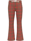 Miaou Plaid Cotton Blend Pants W/ Chain Belt In Red