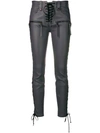 BEN TAVERNITI UNRAVEL PROJECT UNRAVEL PROJECT LACE-UP LEATHER TROUSERS - 灰色