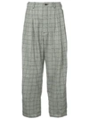 HED MAYNER HED MAYNER CHECKED CROPPED TROUSERS - GREY
