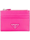 PRADA PRADA LOGO PLAQUE CARDHOLDER - PINK